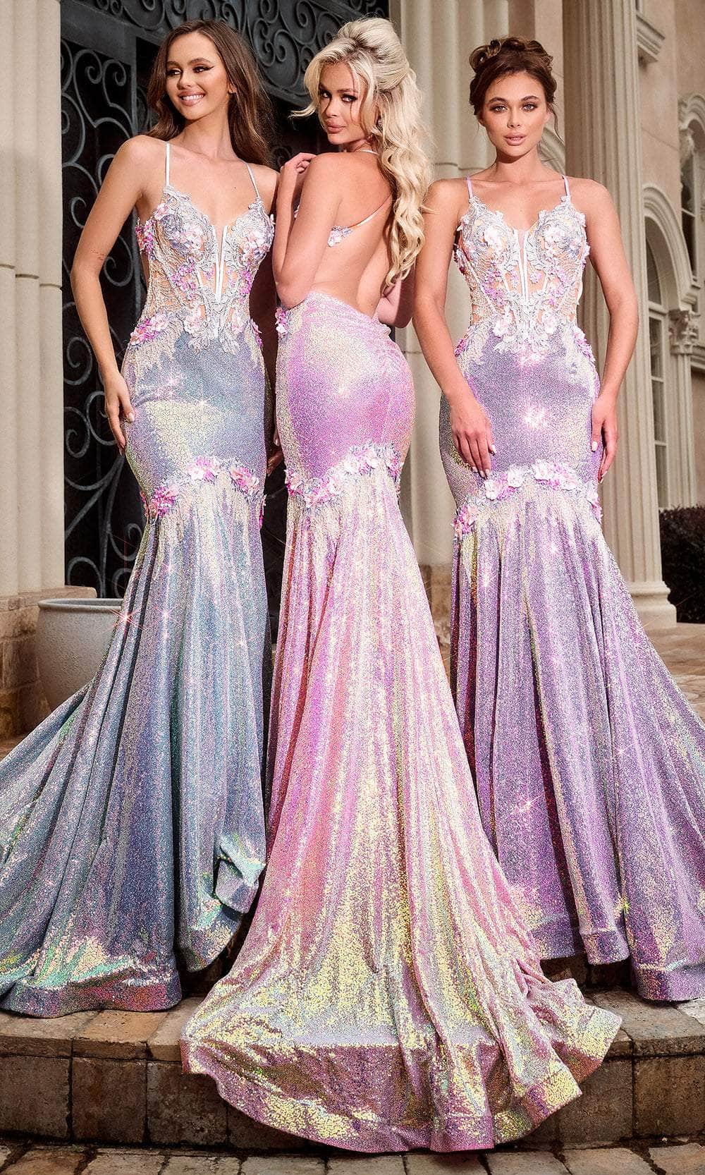 Portia and Scarlett PS24250 - Crisscross Back Embellished Prom Gown Special Occasion Dress 00 /  Blue