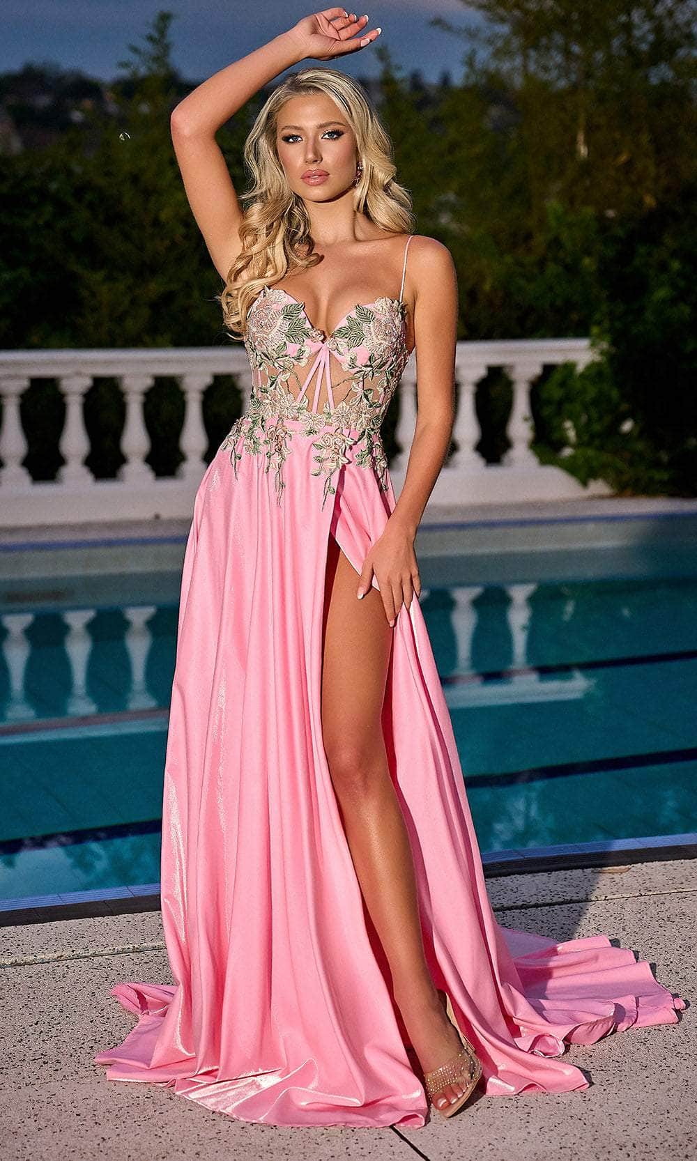Portia and Scarlett PS24258 - Lace-Up Back A-Line Prom Gown Special Occasion Dress 00 /  Pink