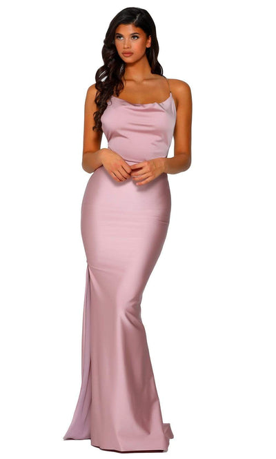 Portia and Scarlett - PS6319 Sleeveless Cowl Neck Metallic Strap Gown Prom Dresses