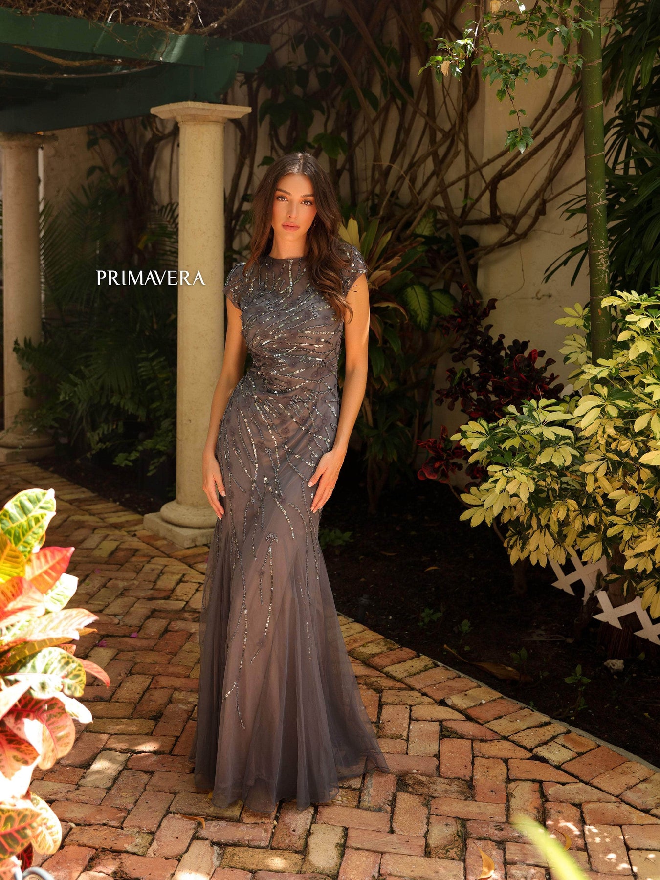 Primavera Couture 13114 - Cap Sleeve Mermaid Prom Gown Special Occasion Dress