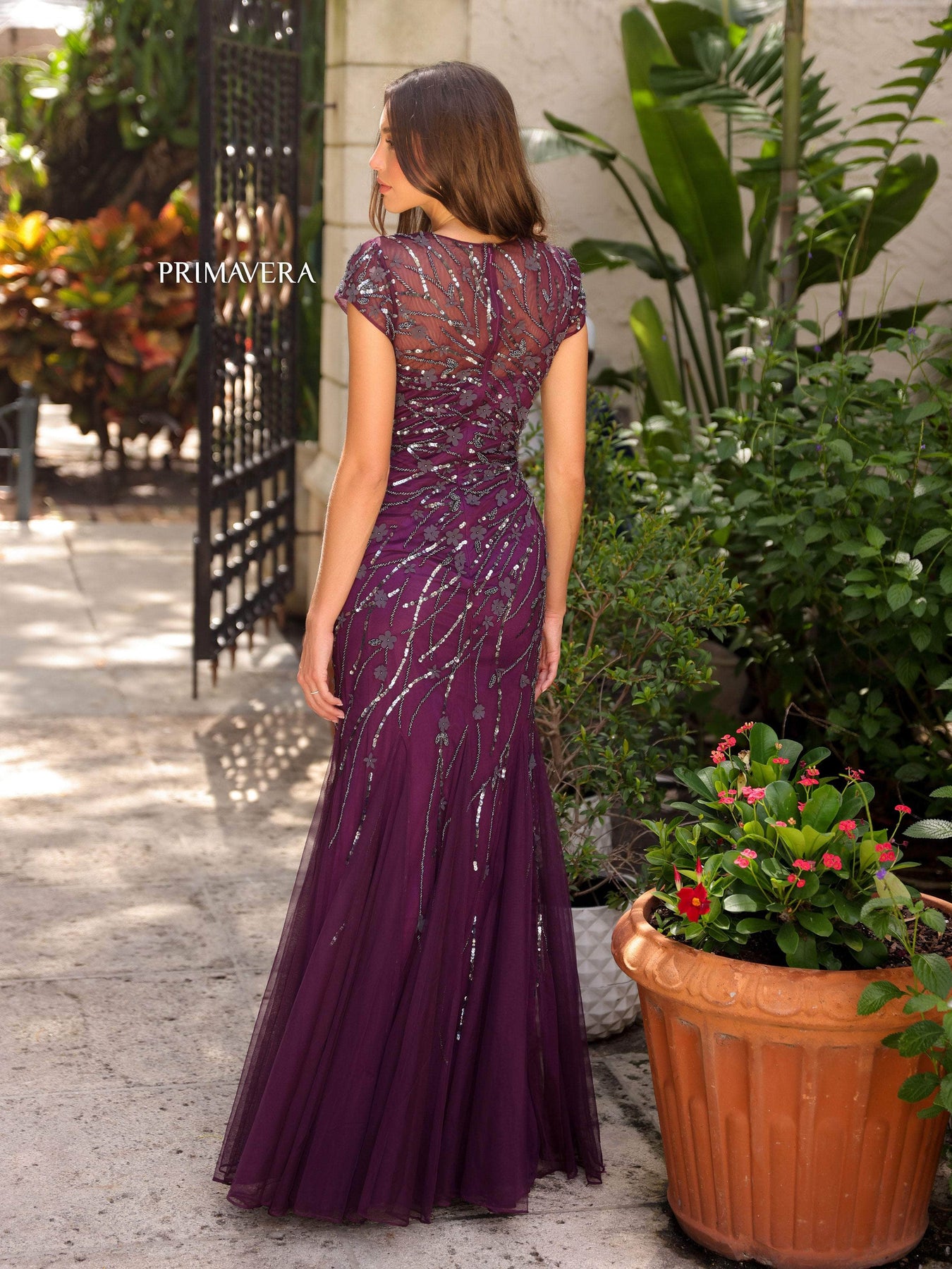 Primavera Couture 13114 - Cap Sleeve Mermaid Prom Gown Special Occasion Dress