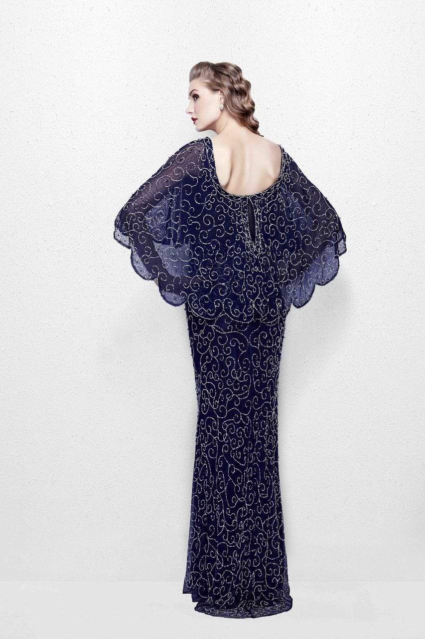 Primavera Couture - 1986 Beaded Scoop Fitted Dress With Overlay Special Occasion Dress
