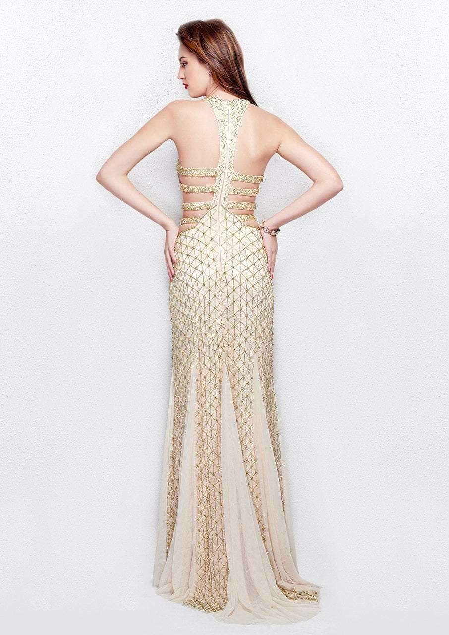 Primavera Couture - 3035 Halter Embellished Strappy Back Evening Gown Special Occasion Dress
