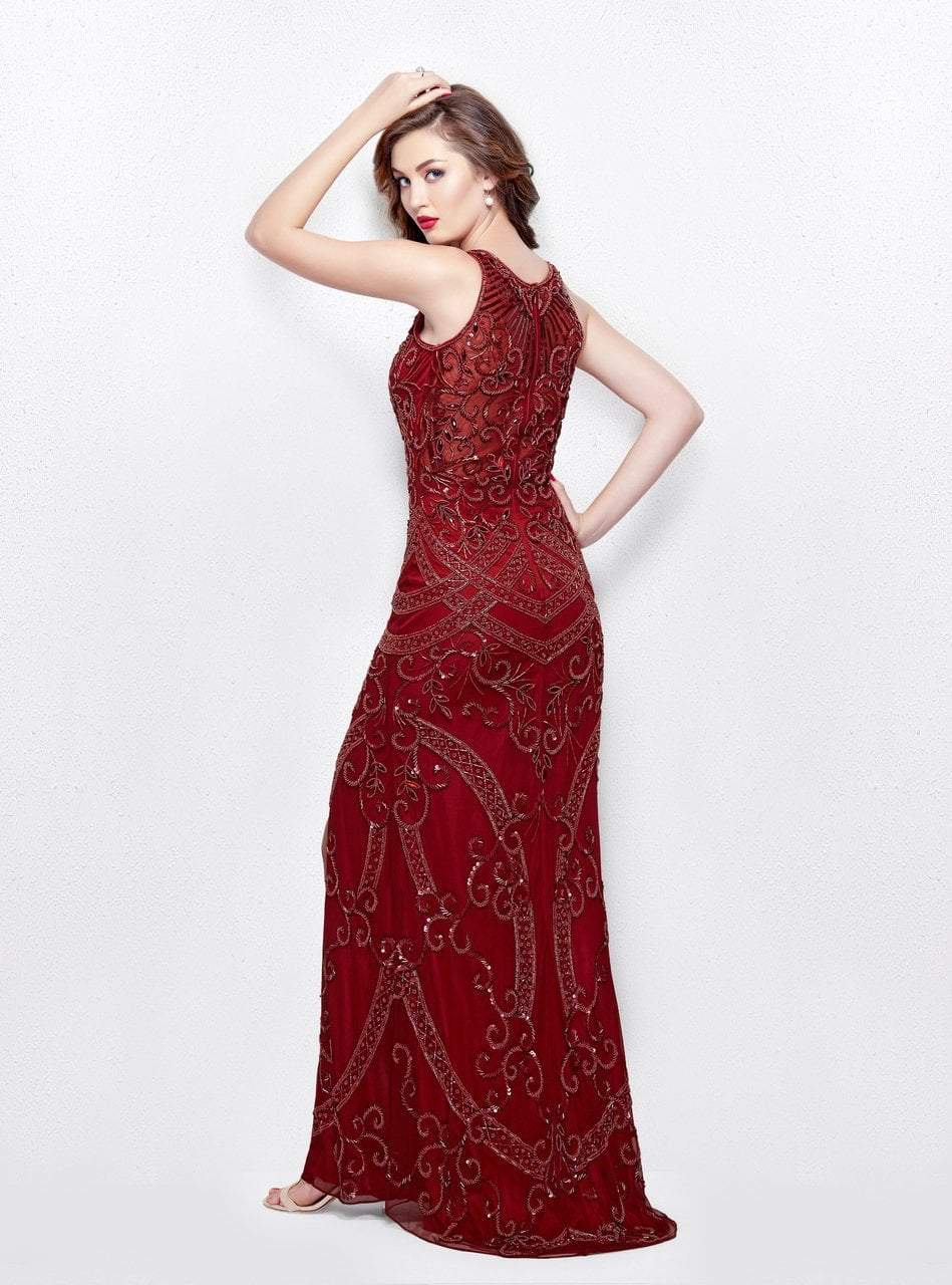 Primavera Couture - 3037 Beaded Jewel Neck Sheath Dress Special Occasion Dress