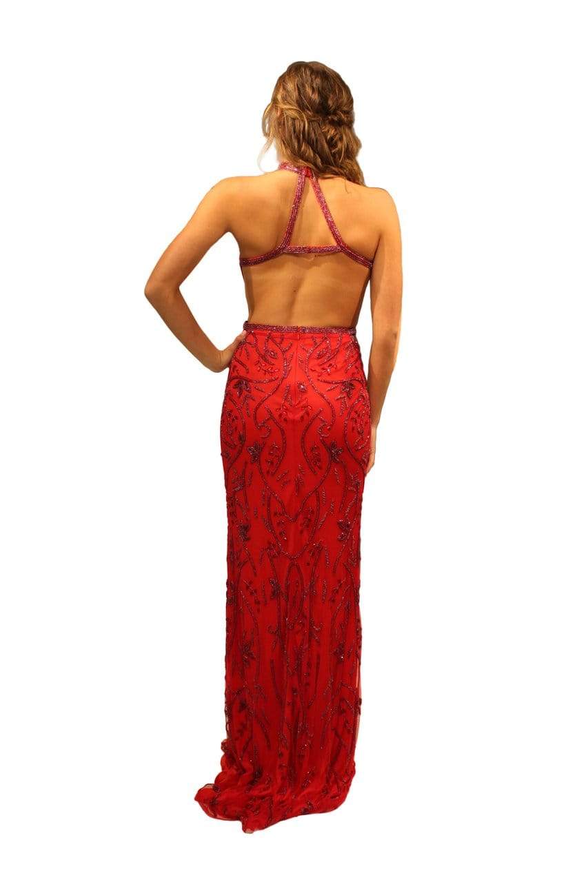 Primavera Couture - 3050 Glimmering Halter Beaded Evening Gown Special Occasion Dress