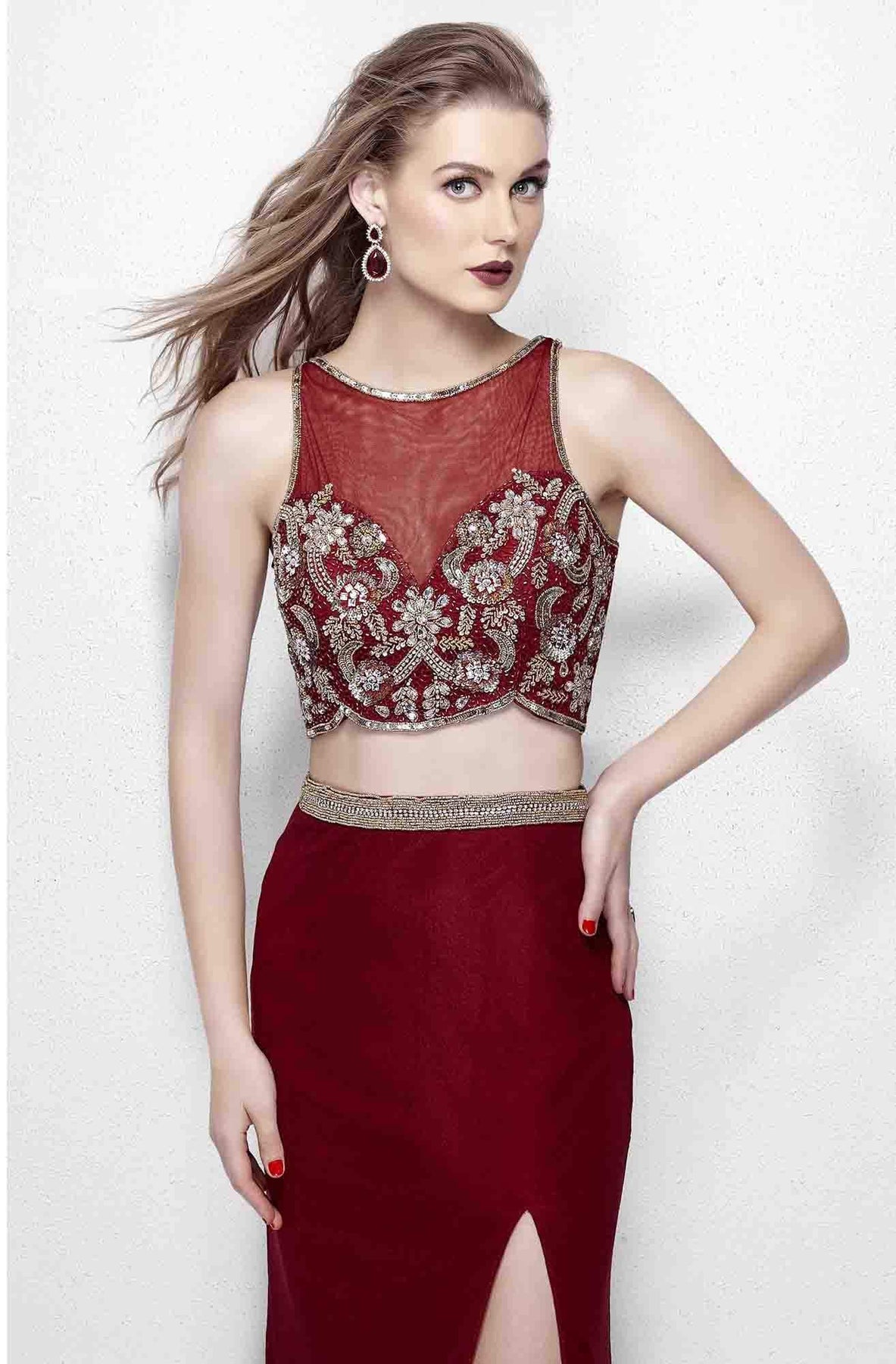 Primavera Couture - 3063 Two-Piece Beaded Bateau Evening Gown Evening Dresses