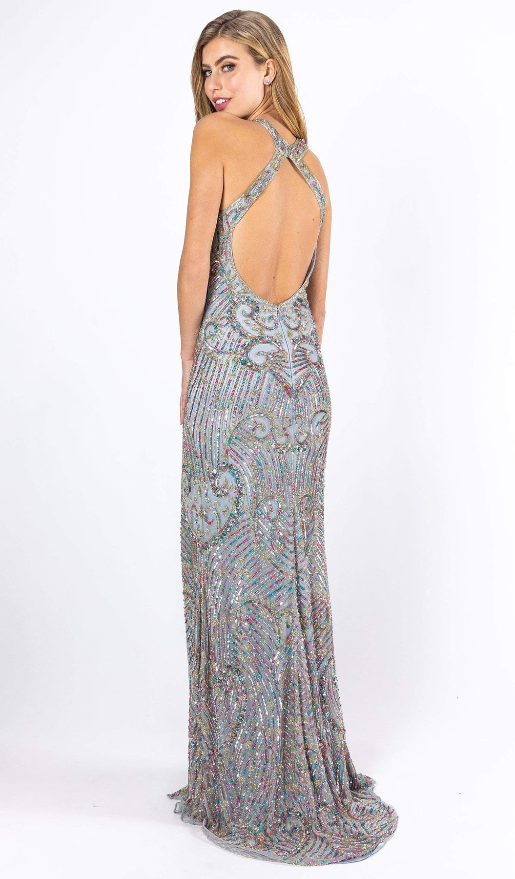 Primavera Couture - 3219 Bead Embellished Gown with Slit Special Occasion Dress