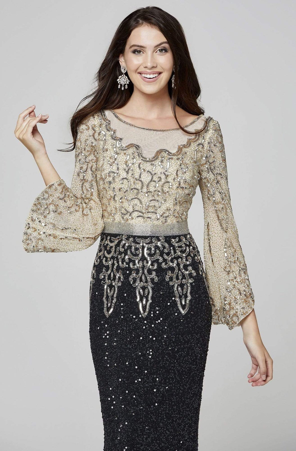 Primavera Couture - 3378 Embellished Bateau Sheath Dress Evening Dresses