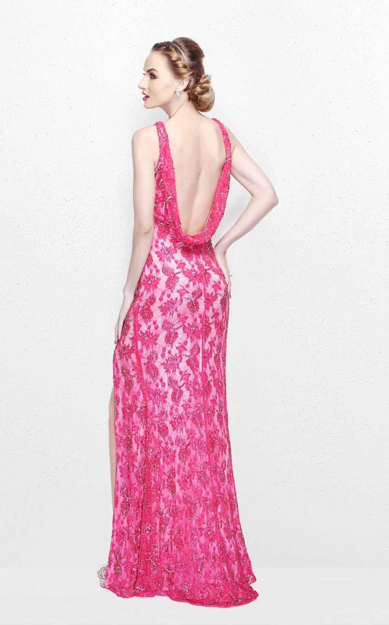 Primavera Couture - Exquisite Bateau Sheath Gown with a Cowl Back Accent 1887 Special Occasion Dress