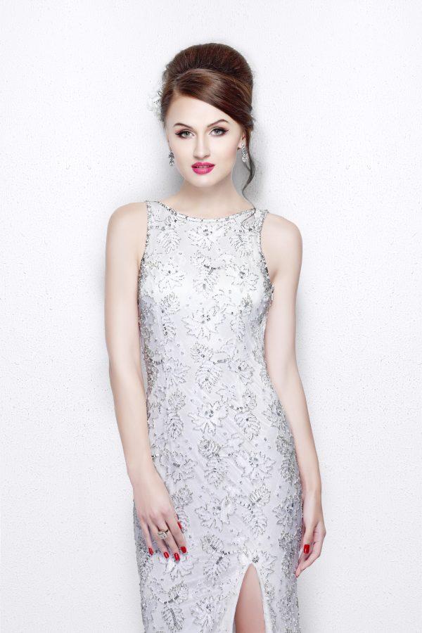 Primavera Couture - Exquisite Bateau Sheath Gown with a Cowl Back Accent 1887 Special Occasion Dress