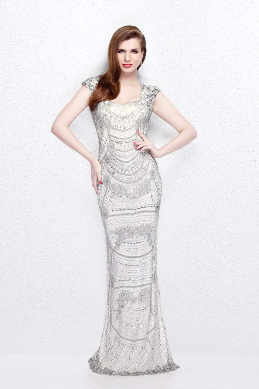 Primavera Couture - Statuesque Scalloped Sweetheart Illusion Sheath Gown 1681 Special Occasion Dress 0 / Nude