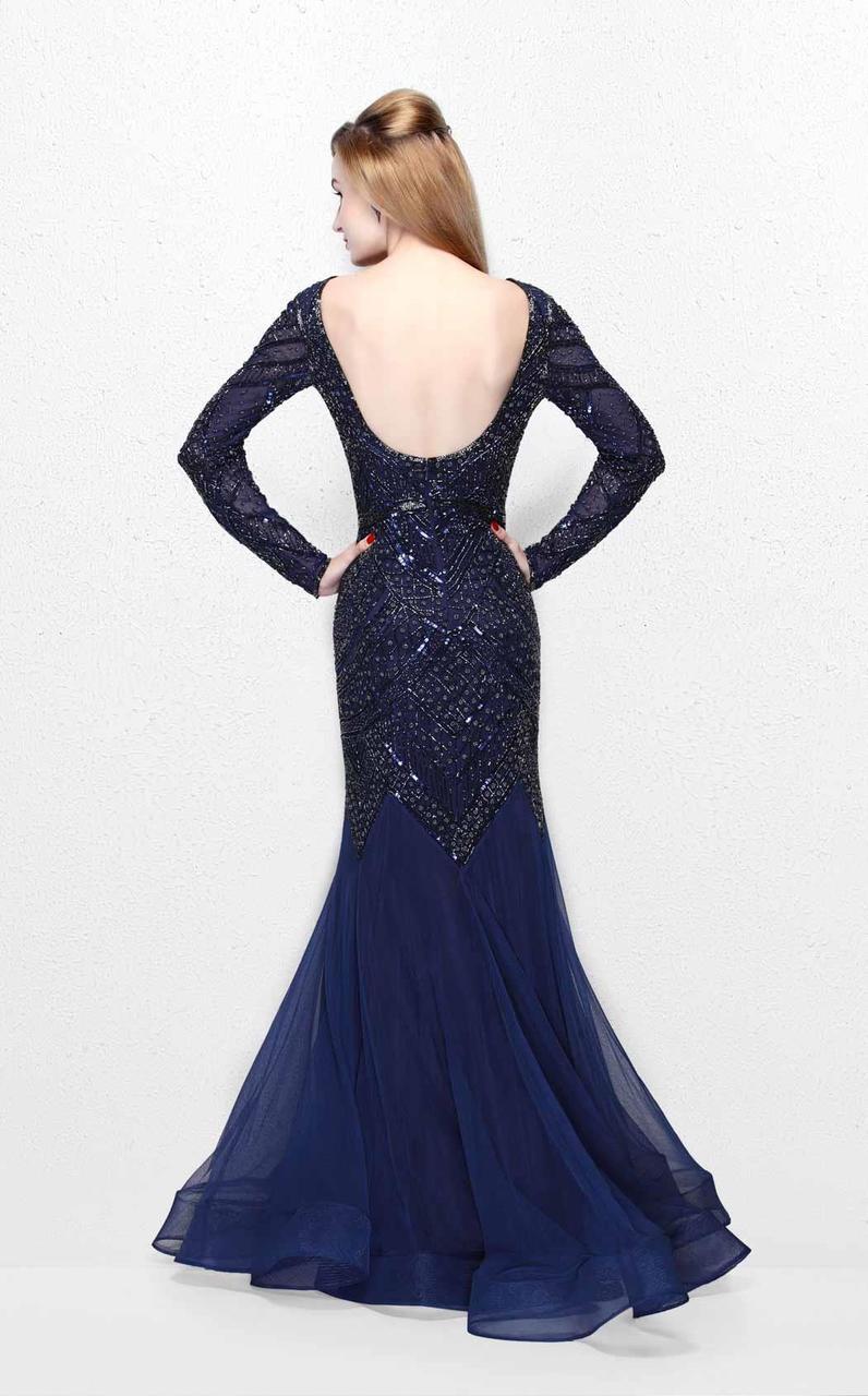 Primavera Couture - Stunning Beaded Long Sleeve Mermaid Gown 1725 Special Occasion Dress
