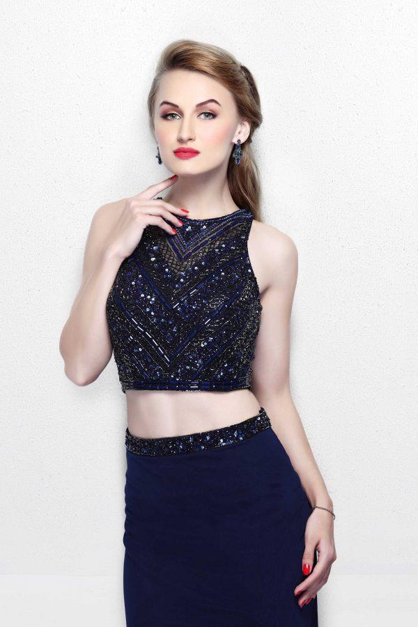 Primavera Couture - Two Piece Fitted Long Dress with Slit 1803 Special Occasion Dress