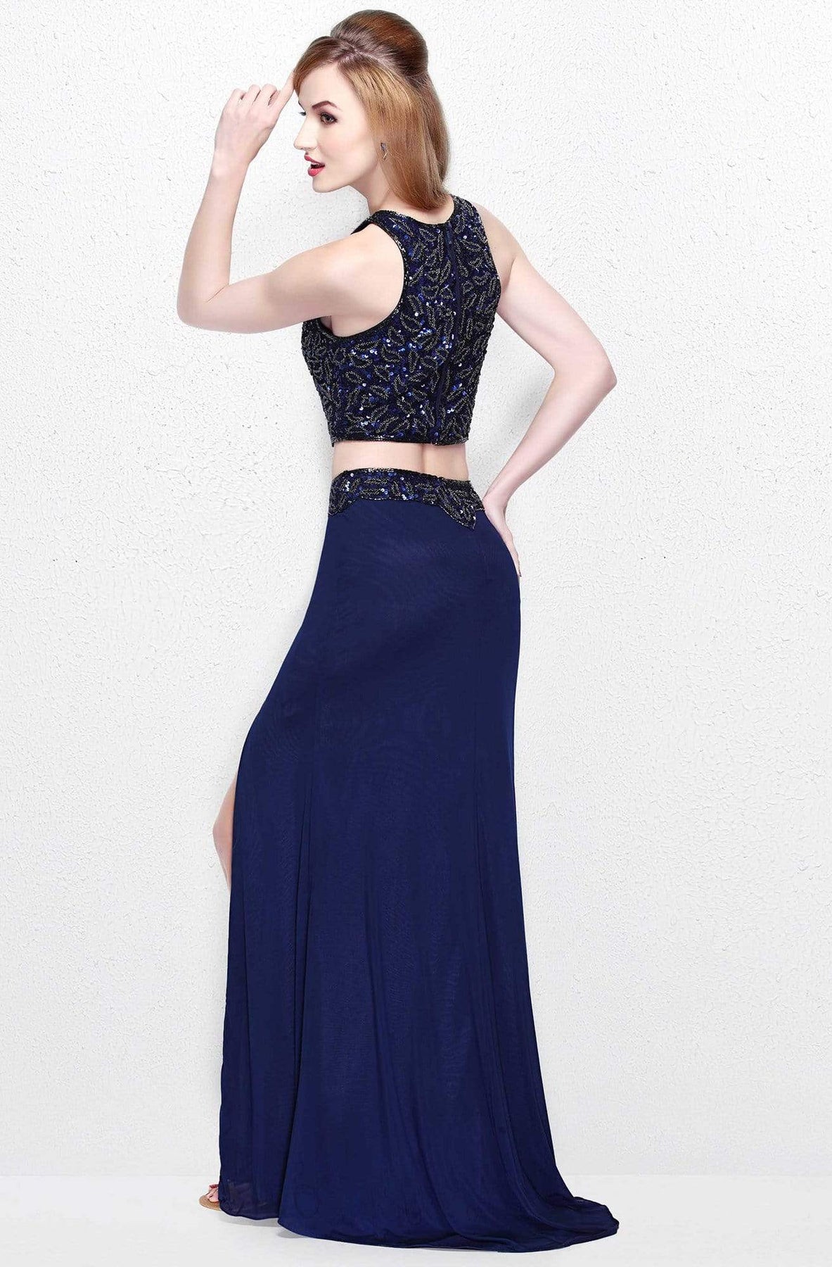Primavera Couture - Two Piece Halter Long Gown with a Slit 1822 Special Occasion Dress
