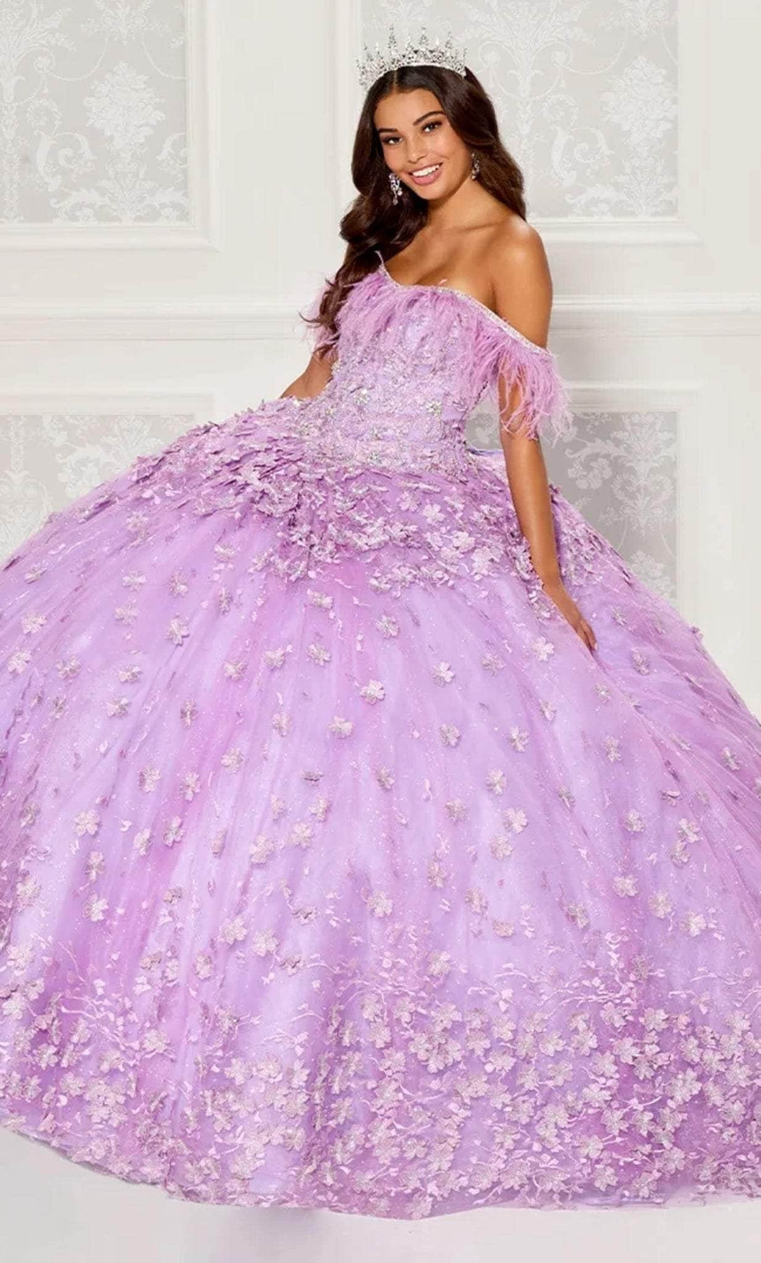 Princesa by Ariana Vara PR30115 - Feathered Ballgown