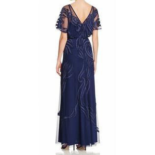 Aidan Mattox - 54471950 Embellished Illusion Bateau A-line Dress in Blue
