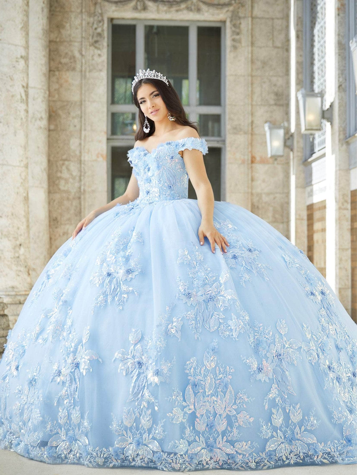 Quinceanera Collection 26027 - Lace Up Back Quinceanera In Blue