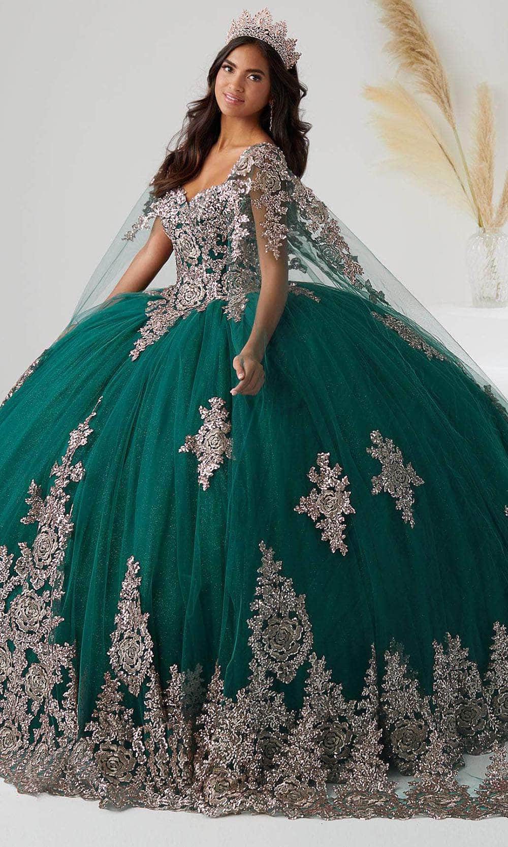 Quinceanera Collection 26028C - Long Metallic Lace/Sparkle Tulle Ballgown - Sweetheart, Embellished, Short Sleeve, Embroidery, Beaded, Applique, Tulle, Back Zipper, Train ADASA Quinceanera Collection 26028C - Long Metallic Lace/Sparkle Tulle Ballgown - Sweetheart, Embellished, Short Sleeve, Embroidery, Beaded, Applique, Tulle, Back Zipper, Train ADASA