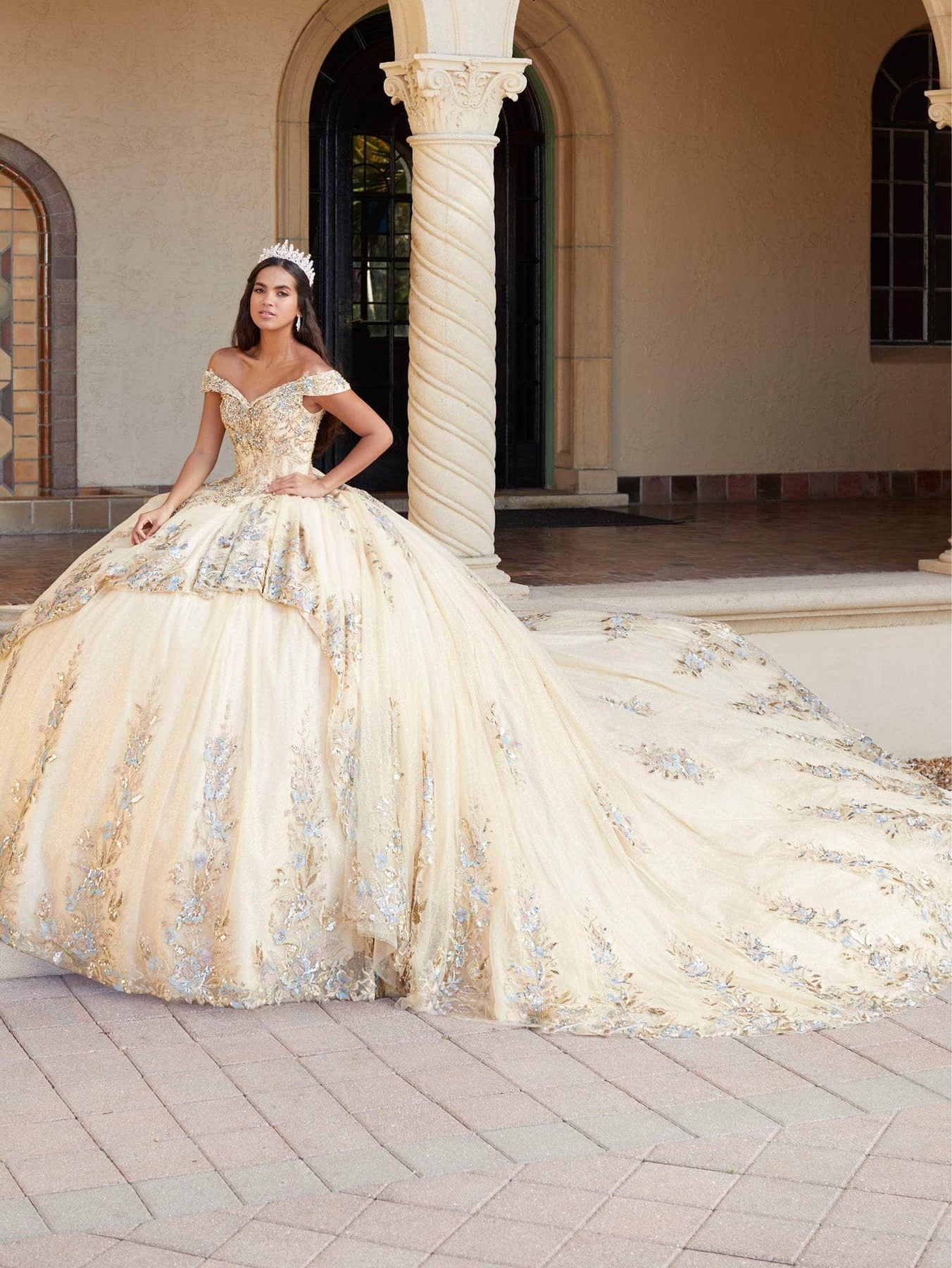 Quinceanera Collection 26058 - Beaded Off-Shoulder Ballgown Special Occasion Dress