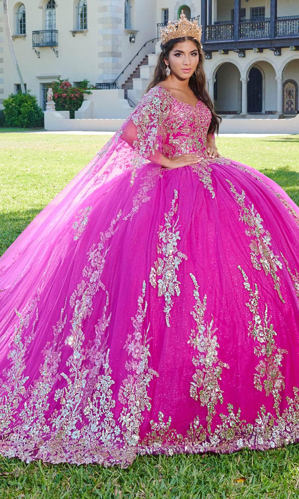 Quinceanera Collection 26083 - Floral Glitter Embellished Ballgown Ball Gowns