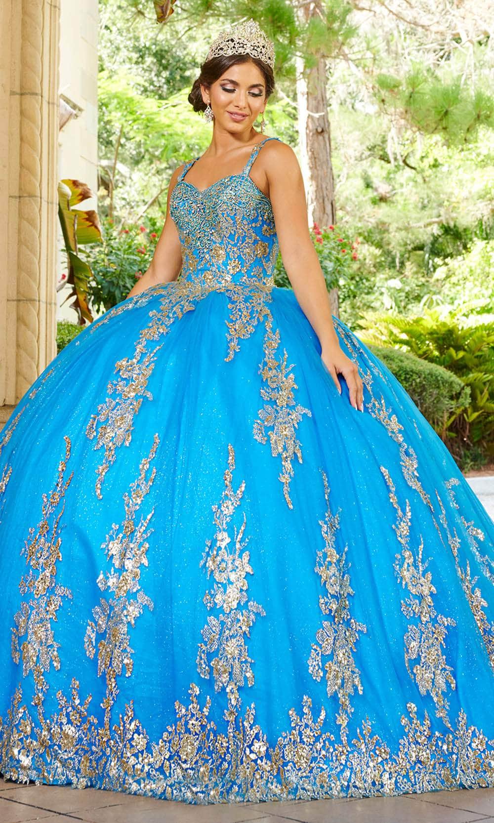 Quinceanera Collection 26083 - Floral Glitter Embellished Ballgown Ball Gowns
