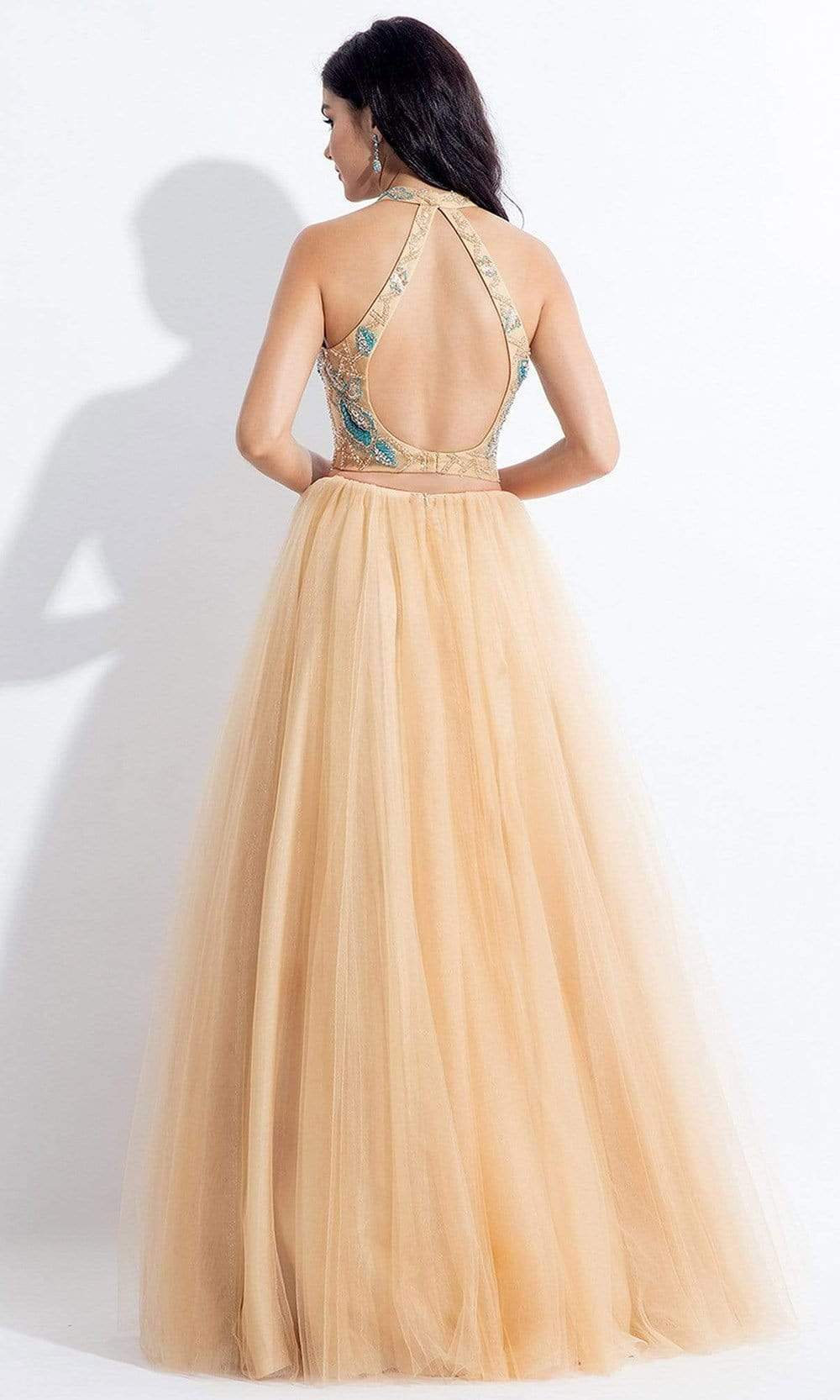 Rachel Allan - 6155 Two Piece Floral Halter Ballgown Special Occasion Dress