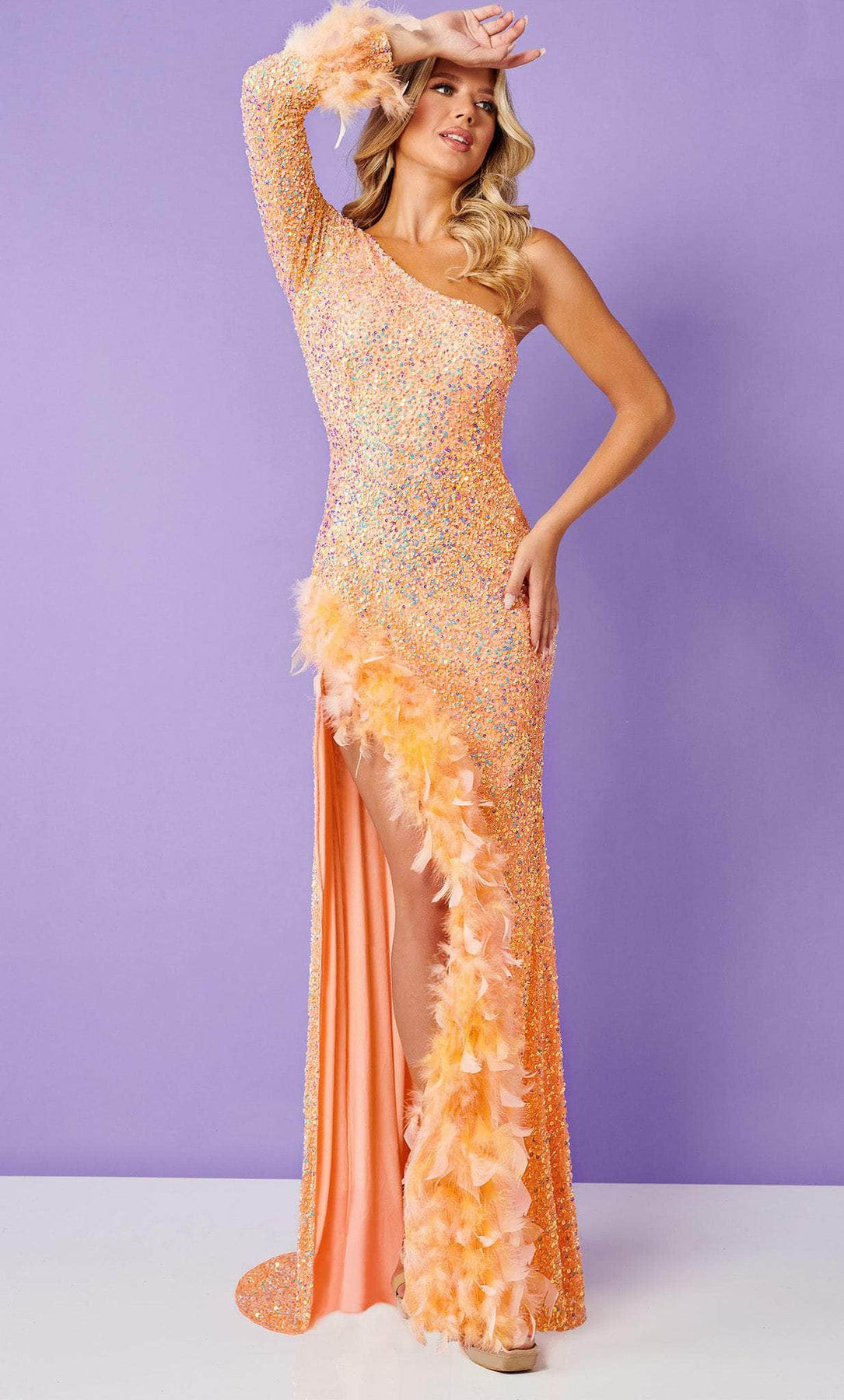 Rachel Allan 70359 - Feather Trimmed Prom Dress Prom Dresses