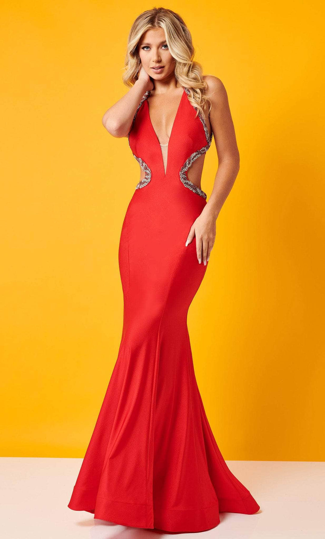 Rachel Allan 70448 - Plunging Neck Dress