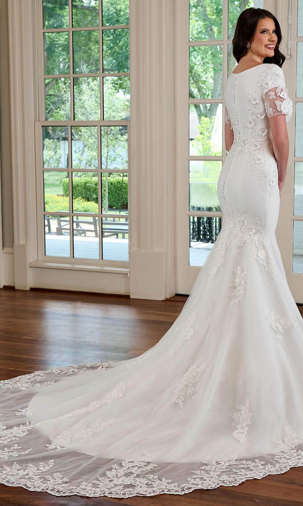 Rachel Allan RB5041 - Sheer Sleeve Mermaid Bridal Gown