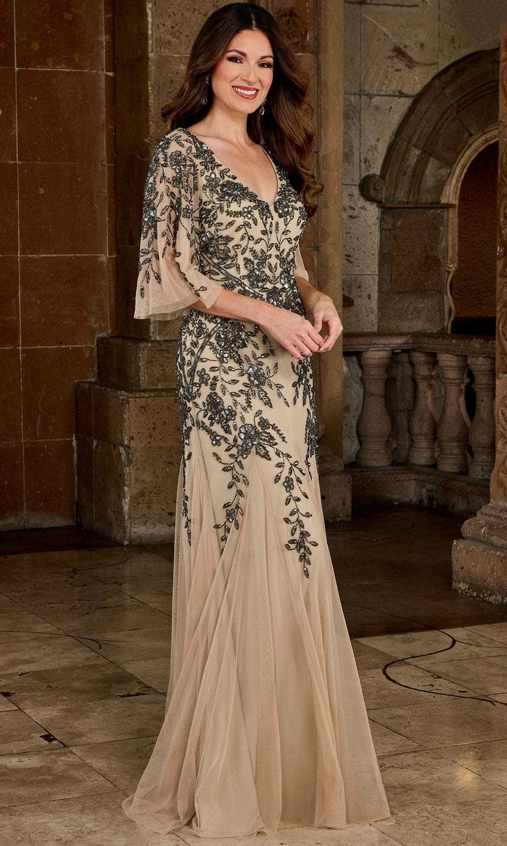 Rachel Allan RB8126 - V-Neck A-Line Dress