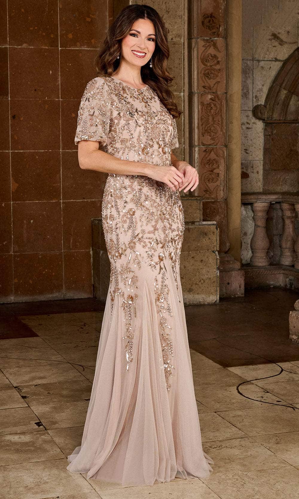 Rachel Allan RB8128 - Short Sleeve Beaded Dress