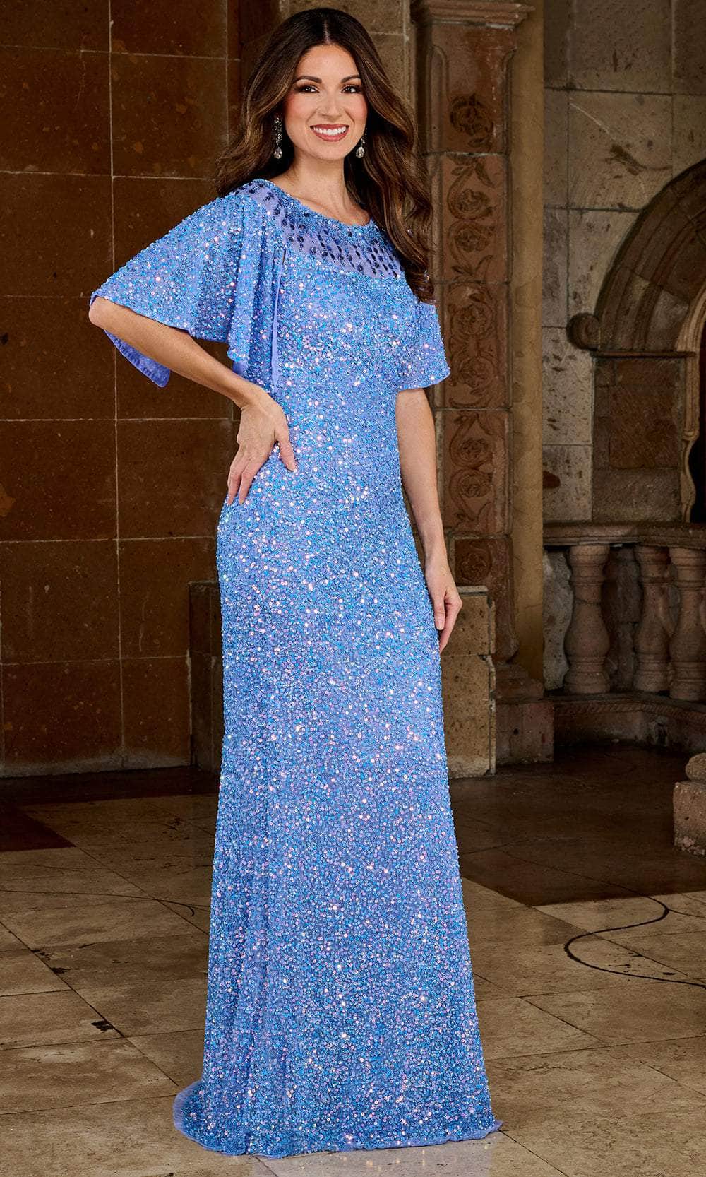 Rachel Allan RB8141 - Beaded Flatter Sleeve Dress