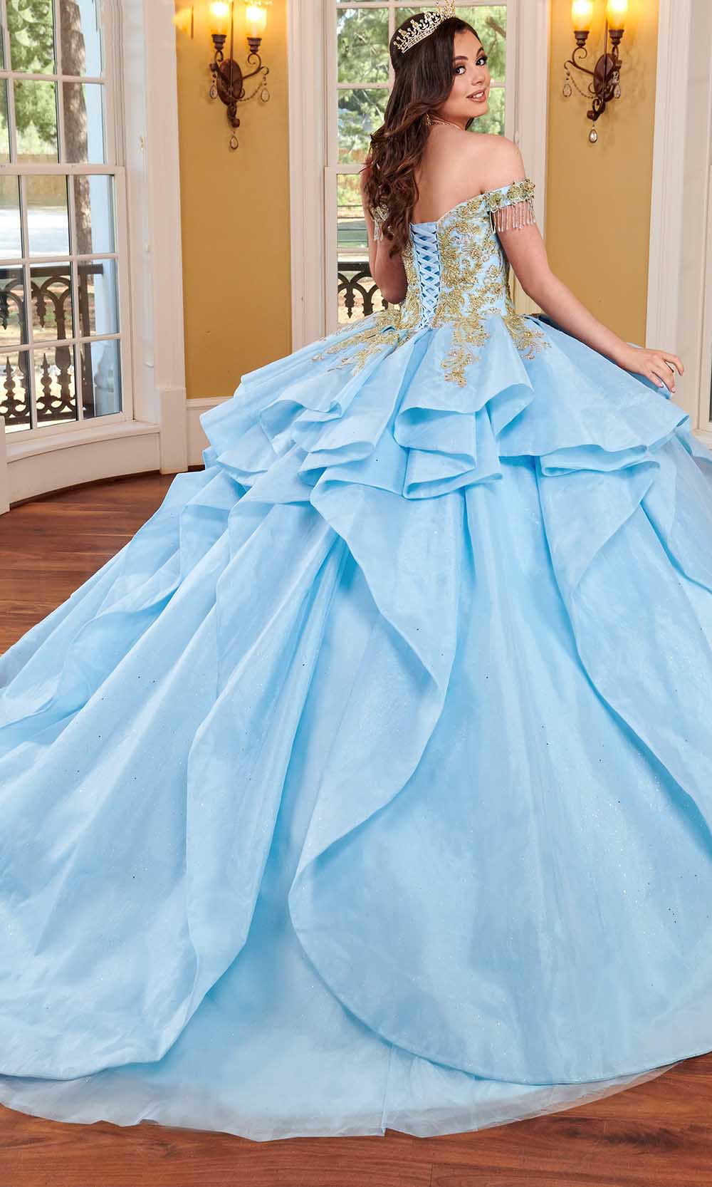 Rachel Allan Rq1117 - Metallic Lace Applique Ballgown