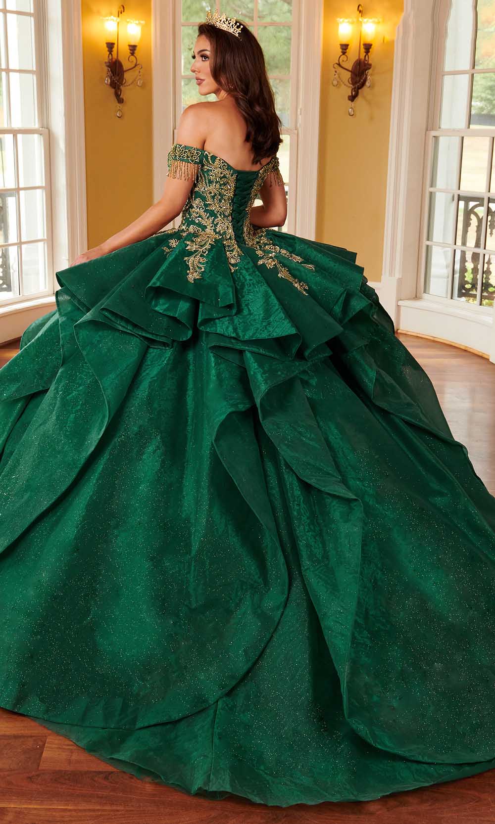 Rachel Allan Rq1117 - Metallic Lace Applique Ballgown