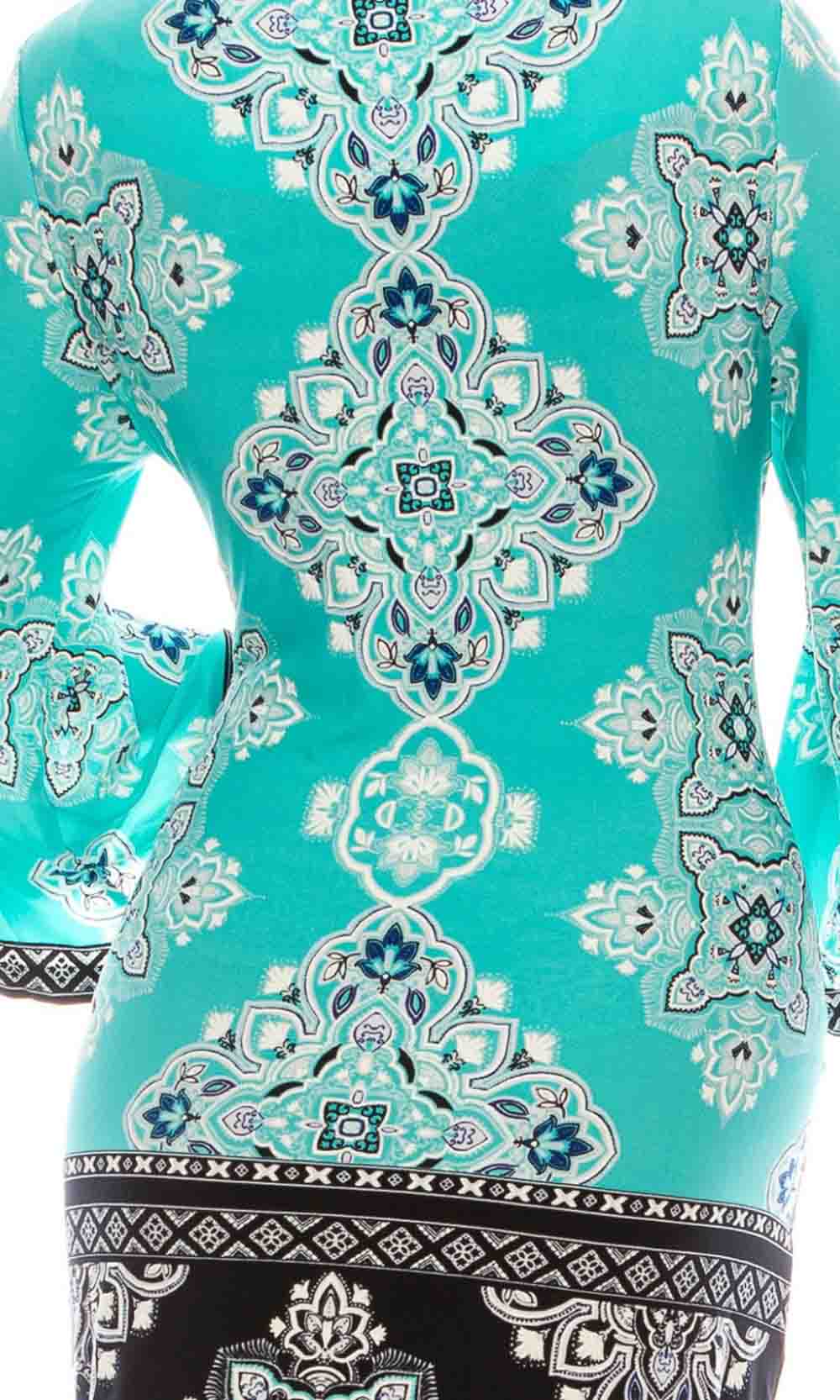 Sandra Darren - 72825 Printed Bell Sleeve Dress In Multi-Color