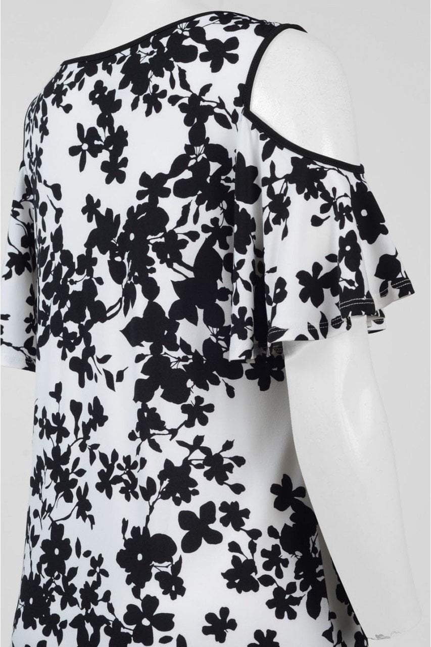 Sangria - DBCZ693 Floral Print Bateau Sheath Dress in White