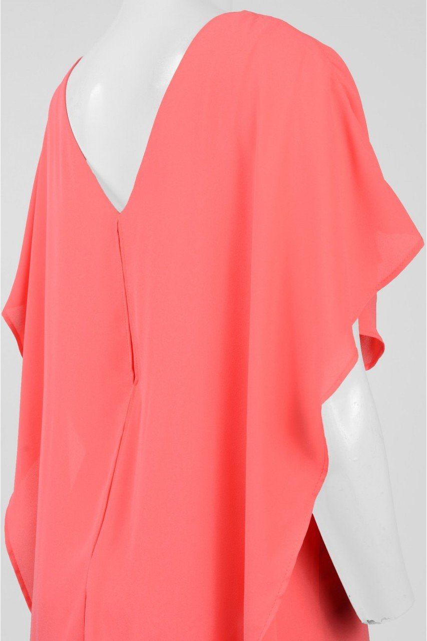 Sangria - SALU492 Chiffon Bateau Column Dress in Orange