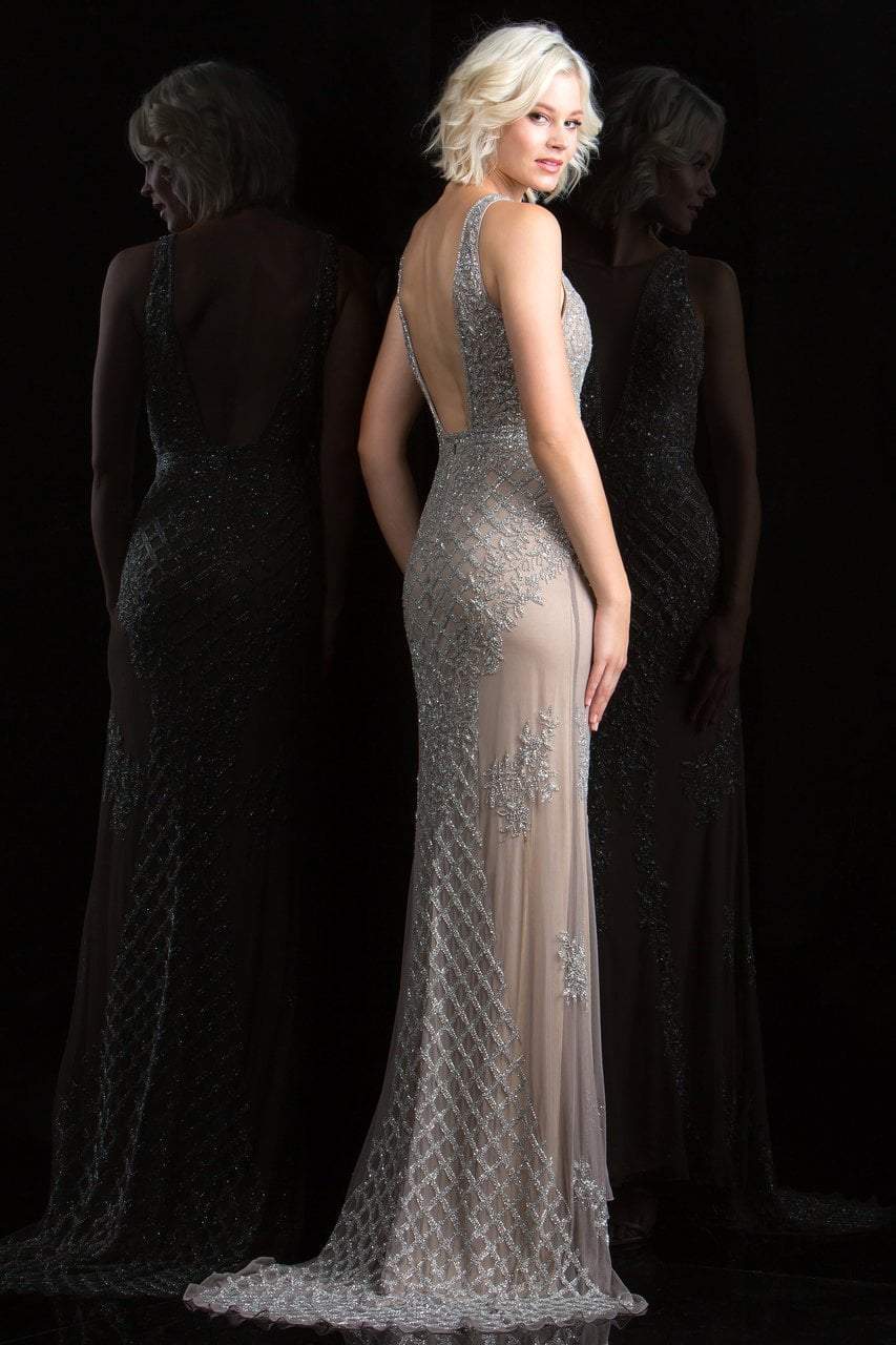 Scala - 48787 Beaded Illusion Jewel Sheath Dress Special Occasion Dress