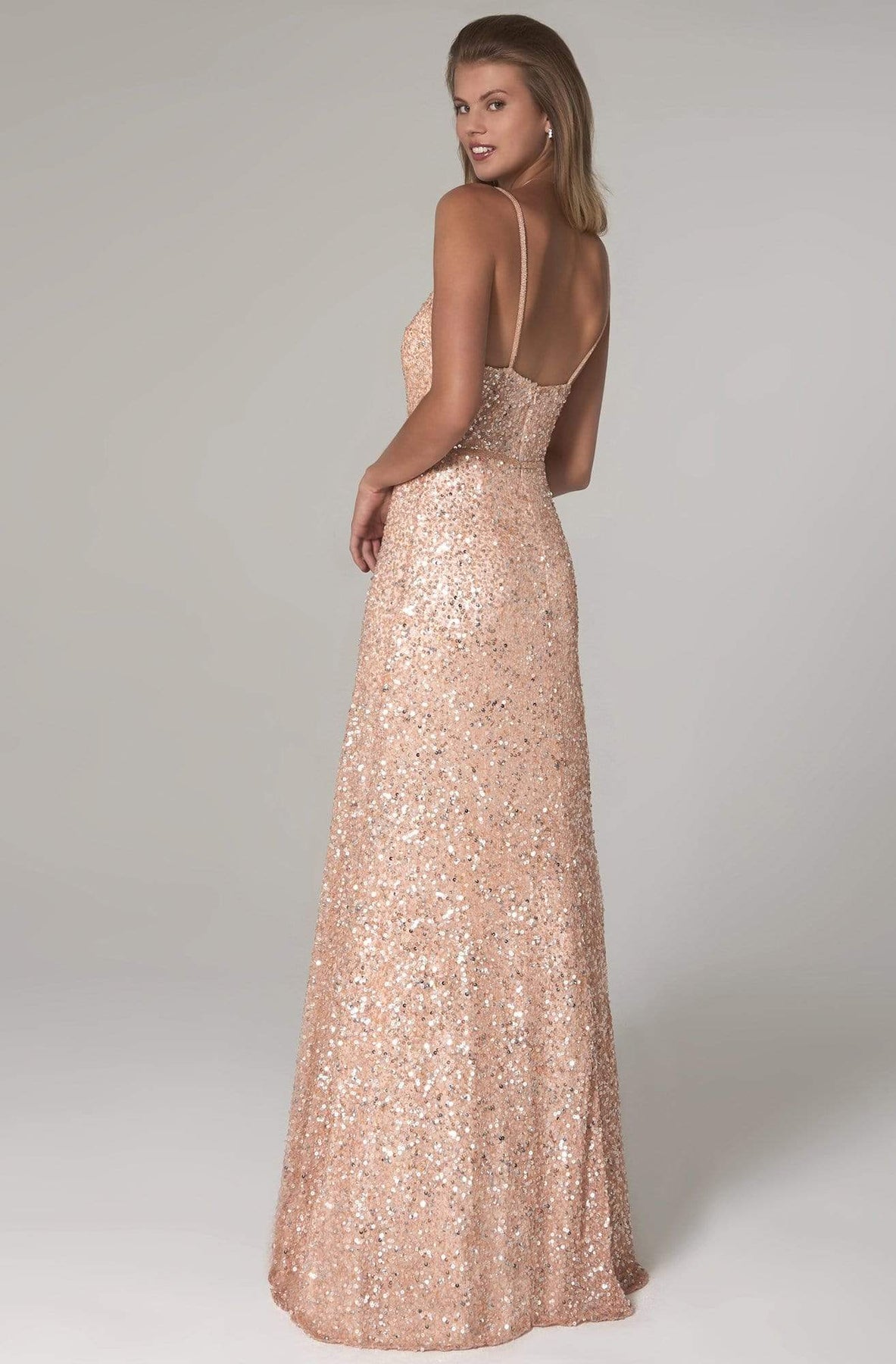 SCALA - 60109 Embellished V-neck A-line Dress Prom Dresses