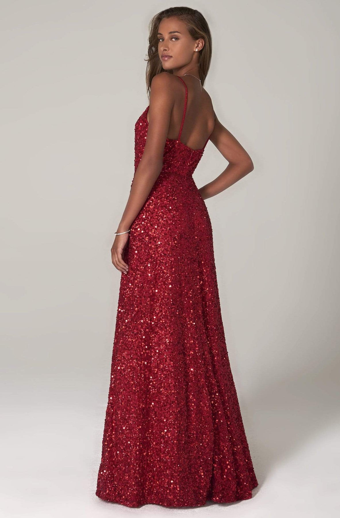 SCALA - 60109 Embellished V-neck A-line Dress Prom Dresses