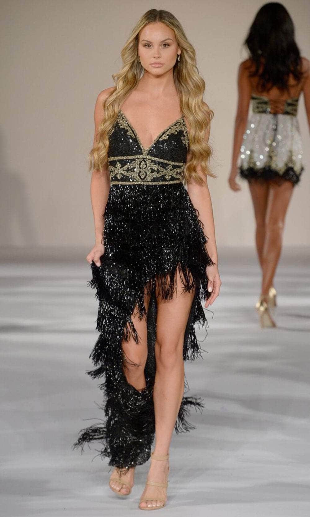 Sherri Hill 55080 High-Low Fully Beaded Column Dress