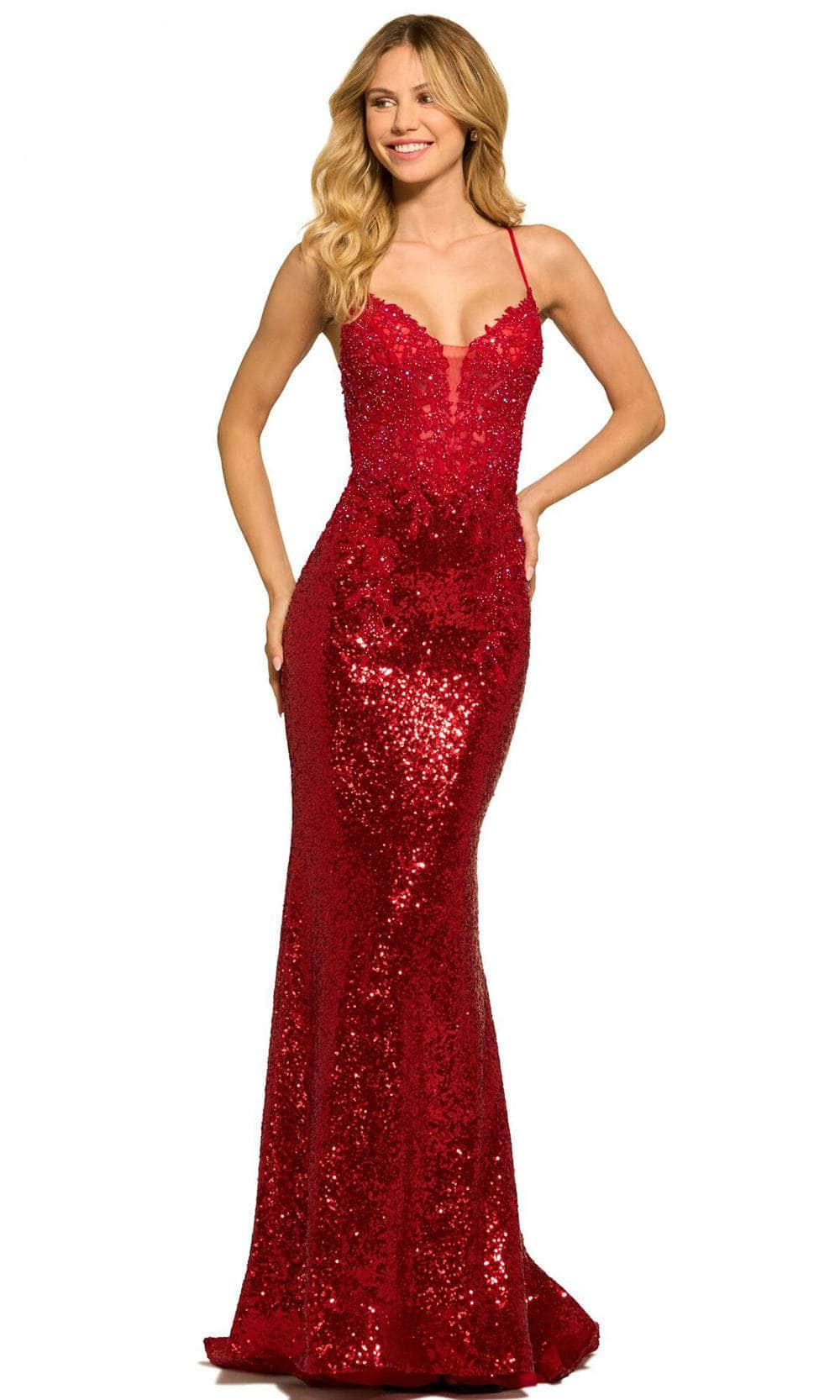 Latest Shimmering Red Evening Dress with Enticing V-Neck Strapless