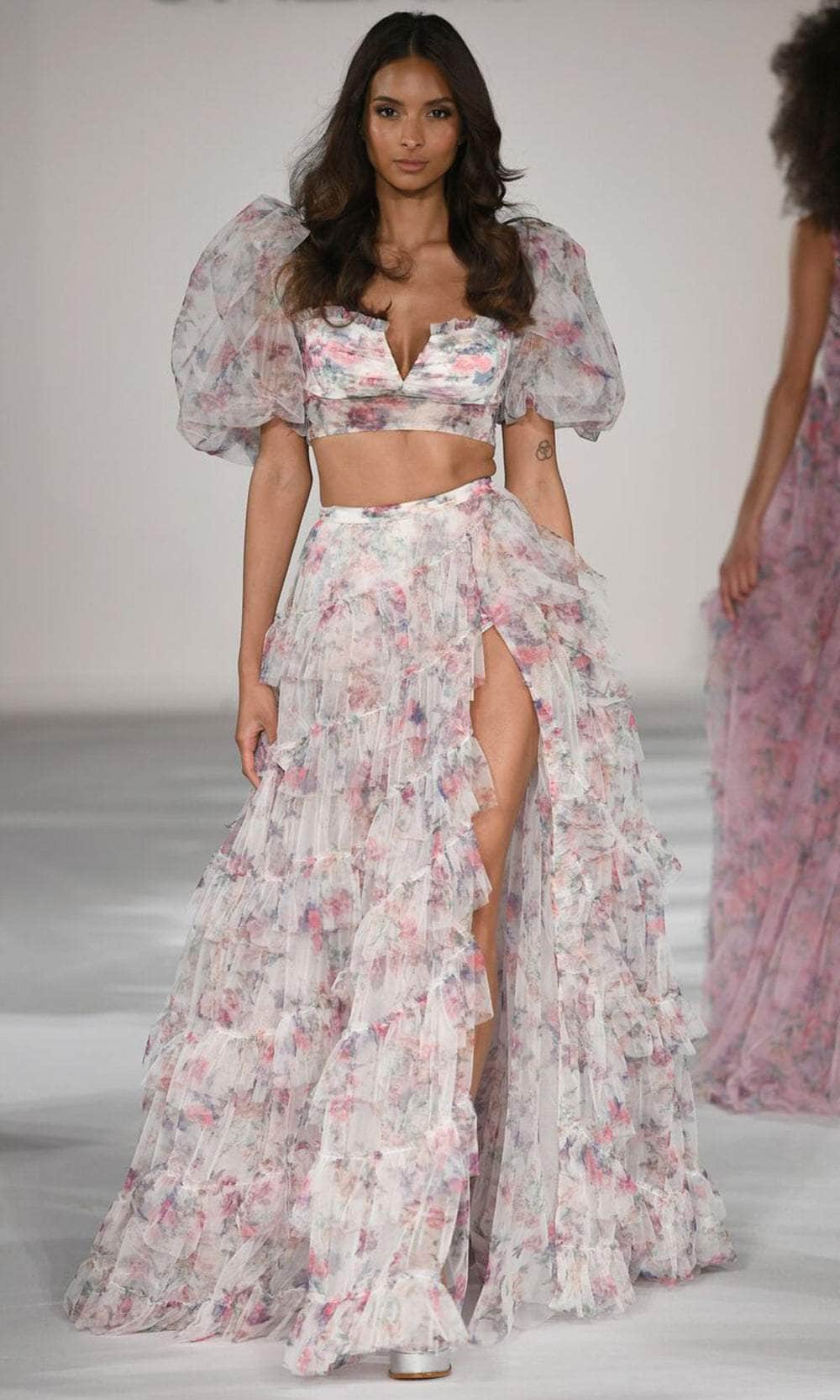 Sherri Hill 55547 - Floral Print Two Piece Prom Gown Prom Gown 000 / Ivory Print