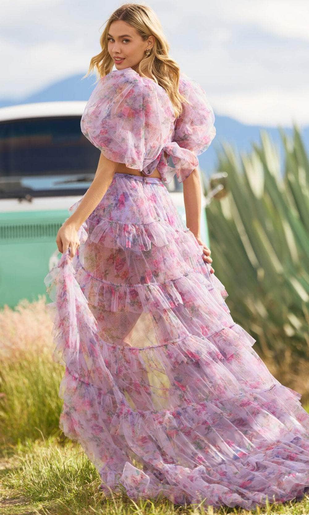 Sherri Hill 55547 - Floral Print Two Piece Prom Gown Prom Gown