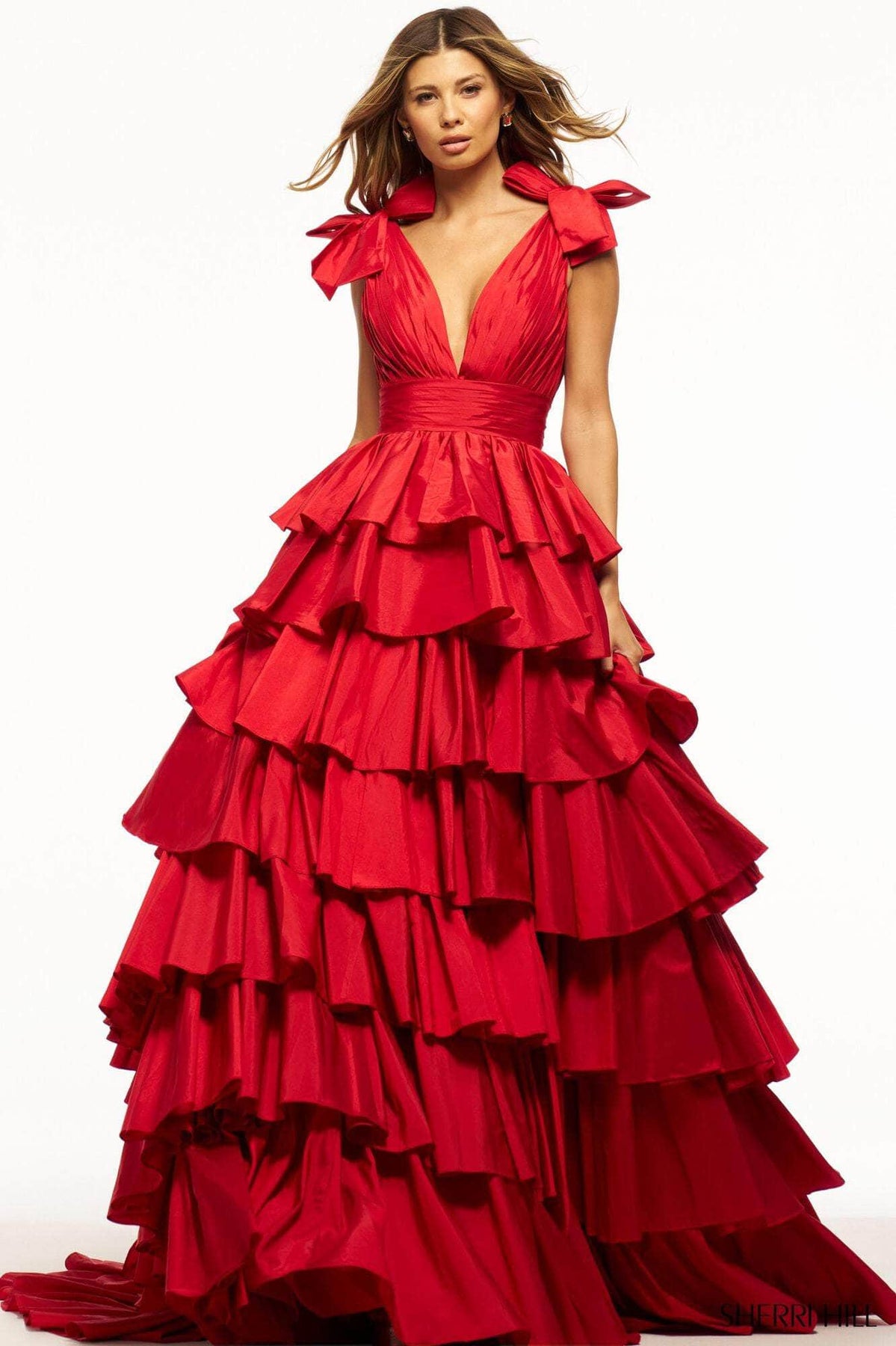 Sherri Hill 56035 - Bow Draped Ballgown Special Occasion Dress