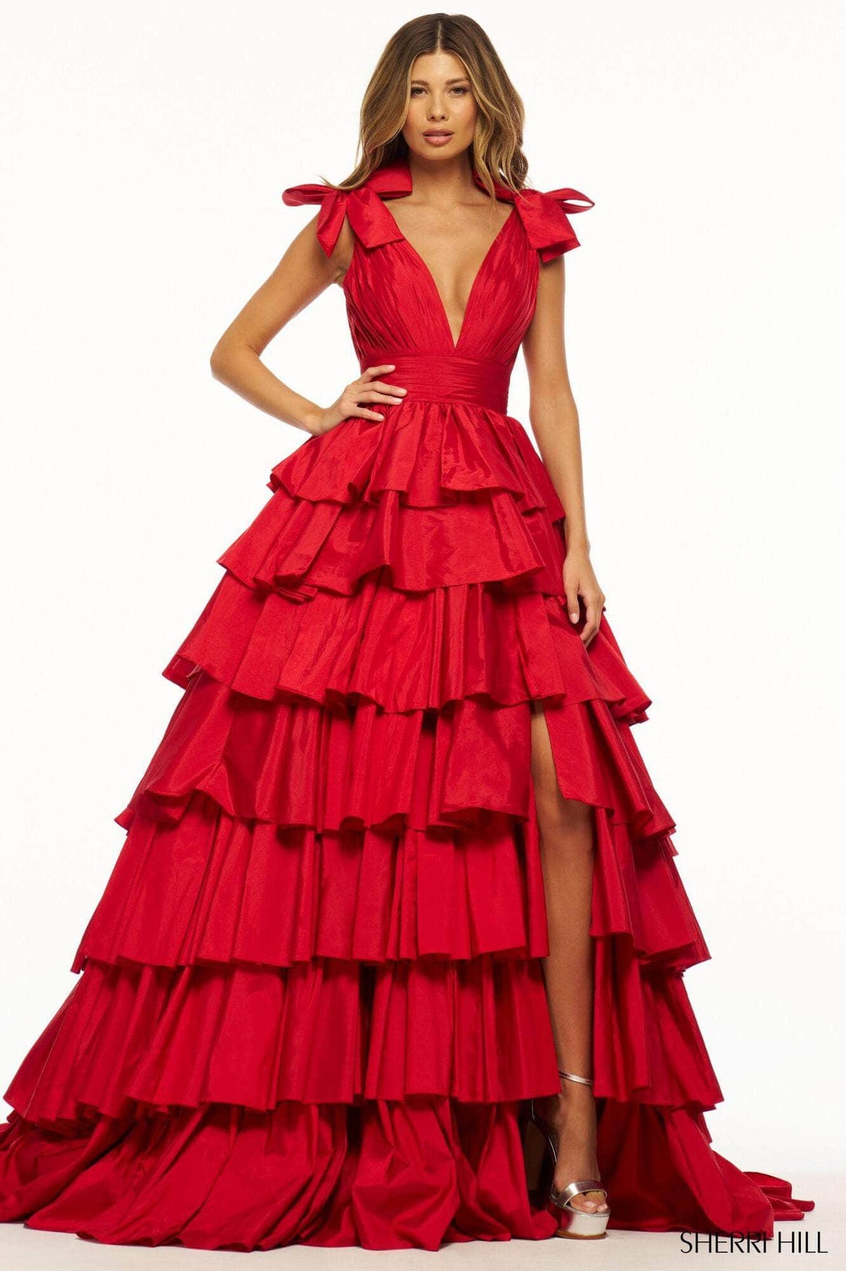 Sherri Hill 56035 - Bow Draped Ballgown Special Occasion Dress