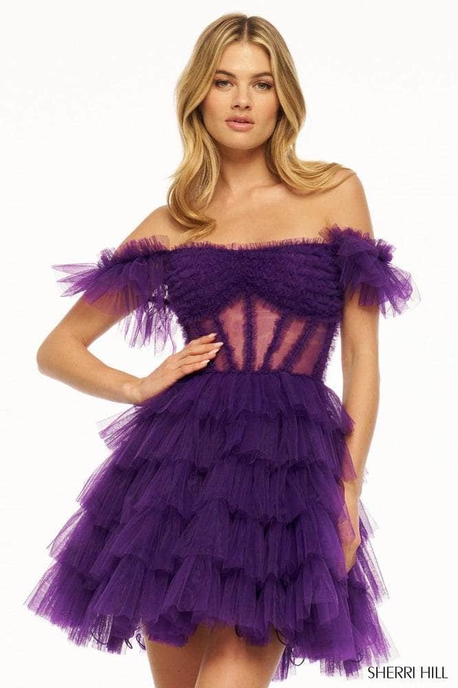 sherri hill feather dress short Sherri Hill 55178