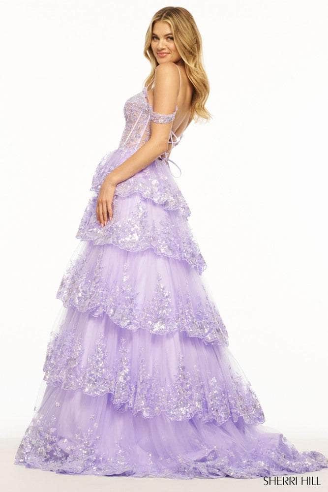 Sherri Hill 56104 - Cold Shoulder Sequined Ballgown Special Occasion Dress