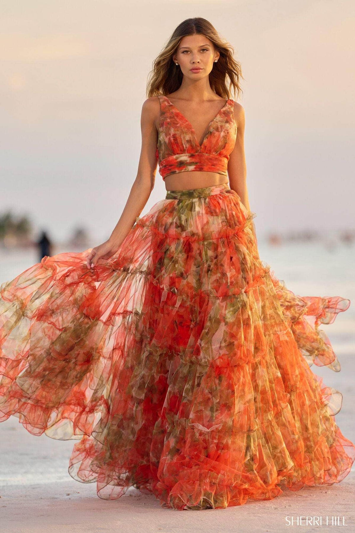 Sherri Hill 56151 - Two-Piece Floral Gown Special Occasion Dress