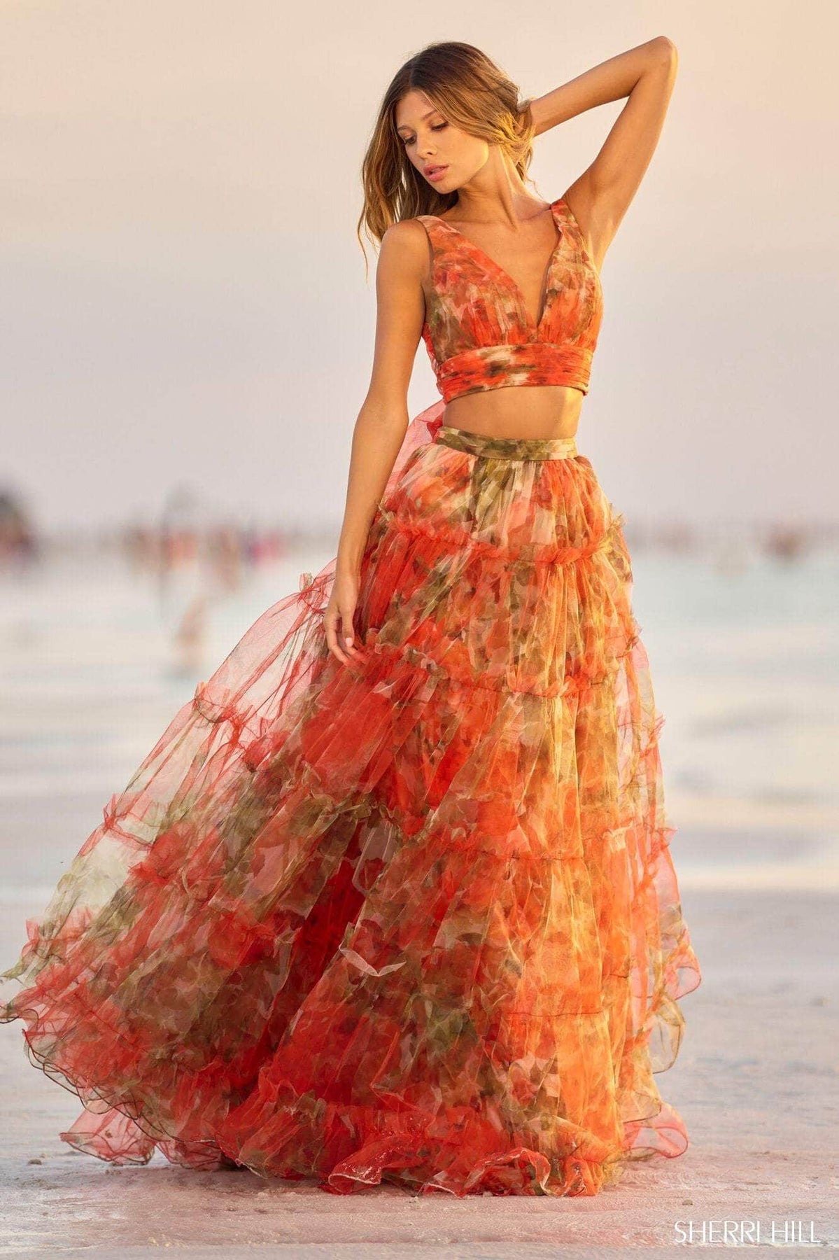 Sherri Hill 56151 - Two-Piece Floral Gown Special Occasion Dress